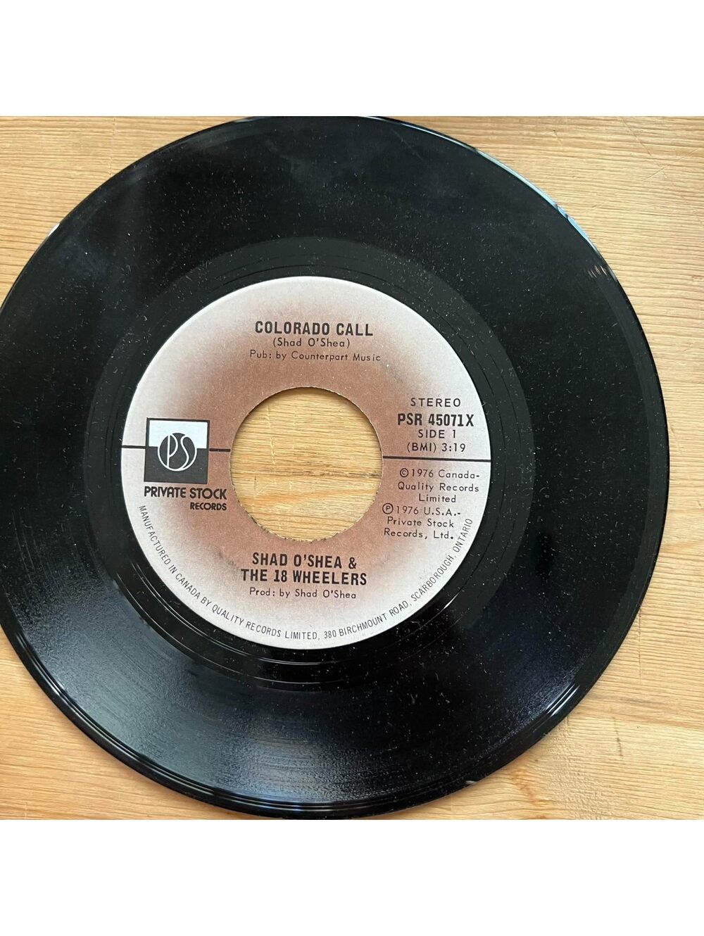 Shad O'shea & The 18 Wheelers - Colorado Call/Bub-Bub-Bub-Boo 45rpm VG+ R16